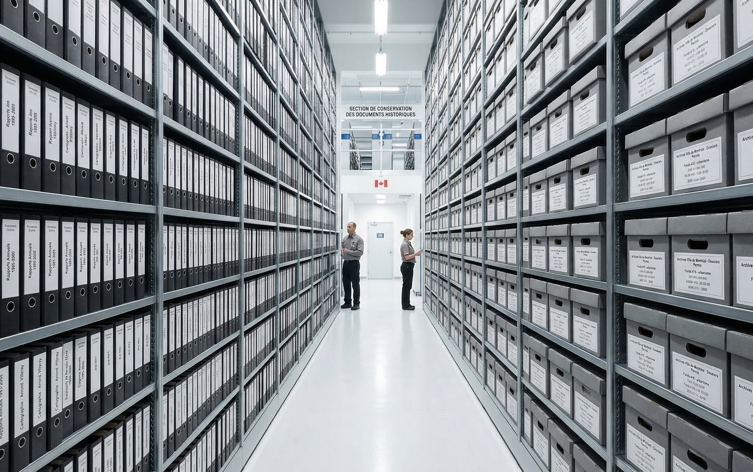 Rayonnages d'archives documentaires